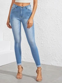 Stonewash Cat Whiskers Skinny Jeans - Medium Wash - View 3