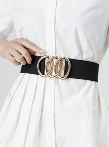 Elegant 1pc Women Teenager Stretchy Wide Dress Belt Elastic Waist Cinch Belt - Black - View 11