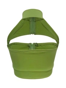 SHEIN ICON Open Back Peekaboo Front Ring and Flap Detail Halter Top - Lime Green - View 2