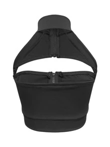 VaVaBold Áo hai dây Lộ Lưng Cắt ra Nhẫn Dây kéo màu trơn Gợi cảm - màu đen - Xem 2