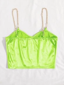 SHEIN Privé Chain Detail Bustier Cami Crop Top - Lime Green - View 2