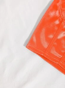 SHEIN Allurite Chain Detail Silky Bustier Cami Crop Top - Coral Orange - View 5