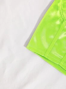 SHEIN Privé Chain Detail Bustier Cami Crop Top - Lime Green - View 5