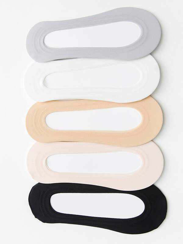 5pairs Solid Invisible Socks