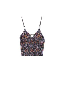 Allover Floral Shirred Back Crop Cami Top - Multicolor - View 2