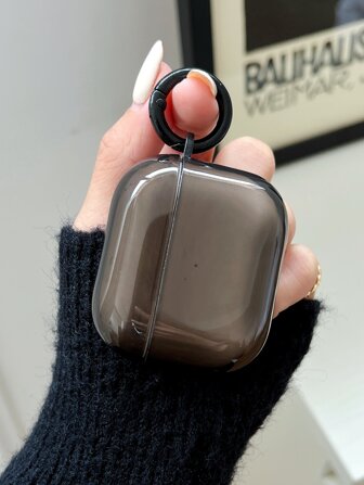 1 st. transparent skyddsfodral + ringspänne stötsäkert hörlursfodral kompatibelt med Apple 1/2/3/4, Pro, Pro 2:a generationens Bluetooth-hörlurar