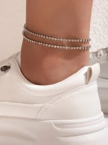 2入組水鑽裝飾腳錬 - 銀色 - 查看 1