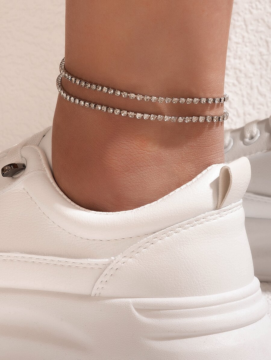 2入組水鑽裝飾腳錬 - 銀色 - 查看 1