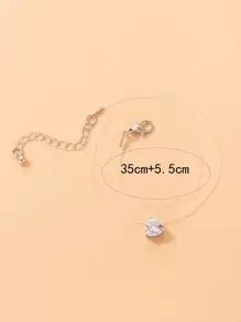 imoli Cubic Zirconia Heart Charm Necklace Valentines - Silver - View 5