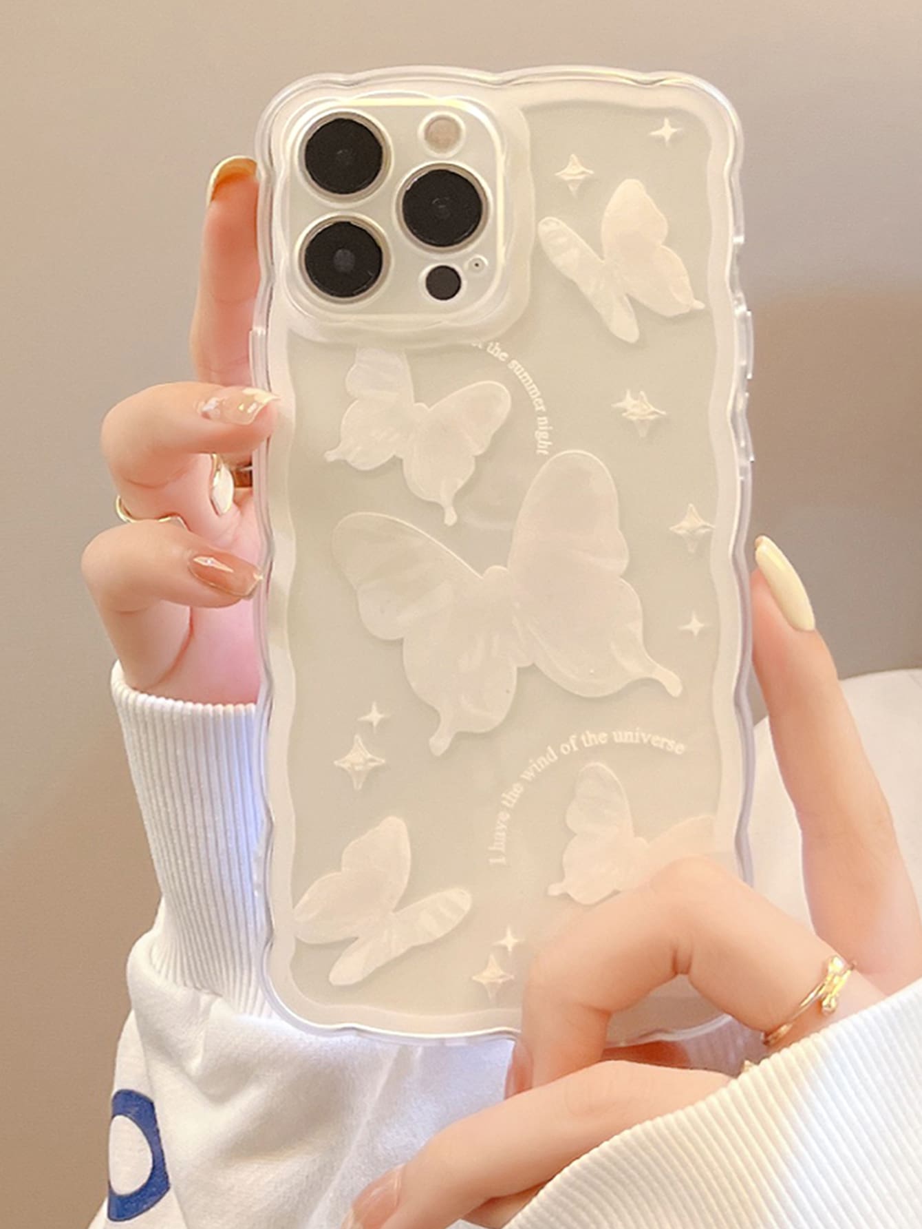 蝴蝶圖案透明手機殼相容於 iPhone 15/15Pro/15Plus/15Promax - 彩色 - 查看 1