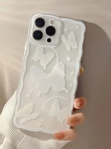 蝴蝶圖案透明手機殼相容於 iPhone 15/15Pro/15Plus/15Promax - 彩色 - 查看 3