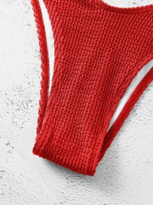 SHEIN Swim Summer Beach Textured Tie Back Push Up Bikini