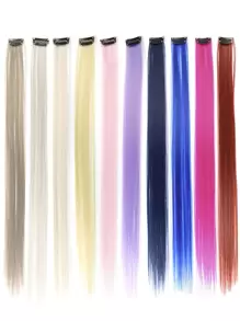 10 Pcs Straight Hair Extensions Clip In 22 Inch Rainbow Clip In Synthetic Long Hairpiece Party Highlights Colorful Clip In Hair Extensions For Women Girls Kids Gift - Multicolor - View 1