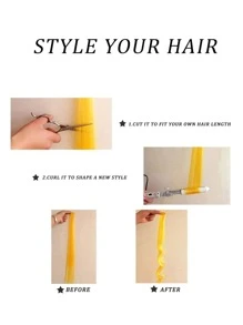 10 Pcs Straight Hair Extensions Clip In 22 Inch Rainbow Clip In Synthetic Long Hairpiece Party Highlights Colorful Clip In Hair Extensions For Women Girls Kids Gift - Multicolor - View 5