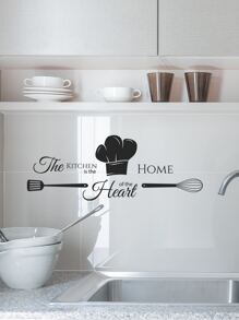 Nhãn dán đồ họa Slogan cho nhà bếp, Decal dán tường tự dính màu đen để trang trí nhà bếp, Nhãn dán, Decal dán tường, Decal dán tường bằng nhựa vinyl để trang trí nhà cửa, Vật phẩm trang trí mùa xuân làm mới ngôi nhà của bạn, Nhãn dán trang trí Rama - màu đen - Xem 1
