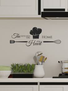 Nhãn dán đồ họa Slogan cho nhà bếp, Decal dán tường tự dính màu đen để trang trí nhà bếp, Nhãn dán, Decal dán tường, Decal dán tường bằng nhựa vinyl để trang trí nhà cửa, Vật phẩm trang trí mùa xuân làm mới ngôi nhà của bạn, Nhãn dán trang trí Rama - màu đen - Xem 3