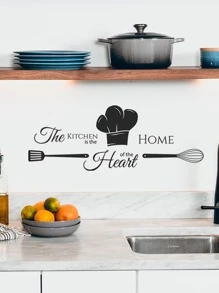 Nhãn dán đồ họa Slogan cho nhà bếp, Decal dán tường tự dính màu đen để trang trí nhà bếp, Nhãn dán, Decal dán tường, Decal dán tường bằng nhựa vinyl để trang trí nhà cửa, Vật phẩm trang trí mùa xuân làm mới ngôi nhà của bạn, Nhãn dán trang trí Rama - màu đen - Xem 5