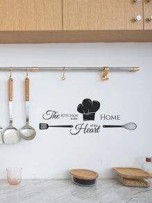 Nhãn dán đồ họa Slogan cho nhà bếp, Decal dán tường tự dính màu đen để trang trí nhà bếp, Nhãn dán, Decal dán tường, Decal dán tường bằng nhựa vinyl để trang trí nhà cửa, Vật phẩm trang trí mùa xuân làm mới ngôi nhà của bạn, Nhãn dán trang trí Rama - màu đen - Xem 6