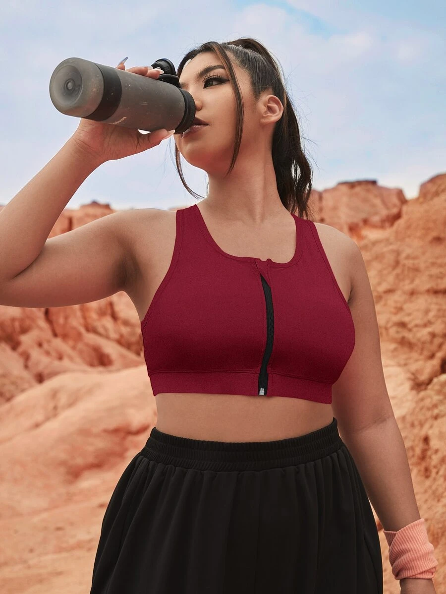 Sujetador deportivo soporte alto con cremallera