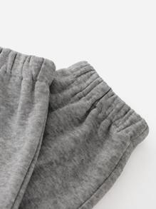 SHEIN EZwear 素色彈力腰衛褲 - 深灰色 - 查看 4