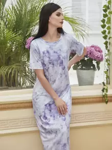 Mulvari 紮染T恤長連衣裙 - 紫丁香色 - 查看 5