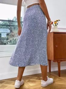 Soleia High Waist Ditsy Floral Split Thigh Skirt