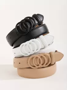 3 chiếc thắt lưng khóa tròn ba màu trắng đen dành cho nữ có lỗ bấm cho Halloween mùa hè, trường học mùa thu, mùa thu, Halloween - Nhiều màu - Xem 1