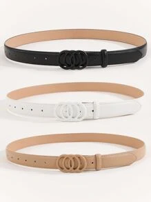 3 chiếc thắt lưng khóa tròn ba màu trắng đen dành cho nữ có lỗ bấm cho Halloween mùa hè, trường học mùa thu, mùa thu, Halloween - Nhiều màu - Xem 5