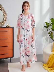 SHEIN Floral Print Night Dress - Multicolor - View 2