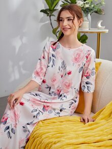 SHEIN Floral Print Night Dress - Multicolor - View 5