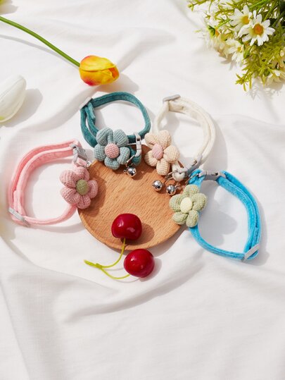 1pc Flower Decor Random Color Pet Collar