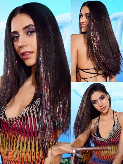 Colorful Clip In Long Straight Synthetic Hair Extension