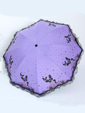 1個 蝶 & 図形グラフィック 傘 学校/オフィス/家庭/旅行用 男の子 バレンタイン ハート バレンタイン 夏 クーリング ビーチ 旅行