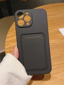 Plain Card Slot Phone Case - Black - View 2