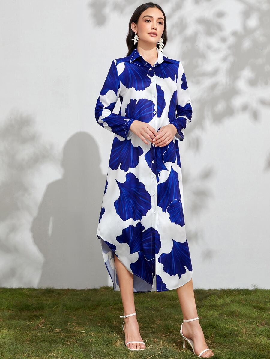 Mulvari Button Through Colorblock Shirt Dress