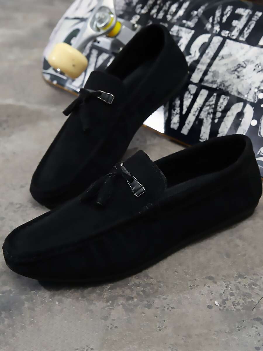 Hombres Zapatos náuticos con diseño de nudo sin cordones - Negro - Ver 1