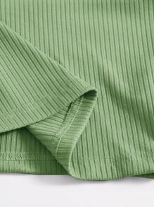 Muchica Áo hai dây Gân đan màu trơn Gợi cảm - màu xanh lá - Xem 6