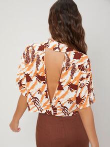 SHEIN MOD 鏤空植物圖案襯衫 - 彩色 - 查看 3