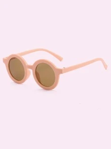 Girls Round Frame Fashion Glasses - Pink - View 2
