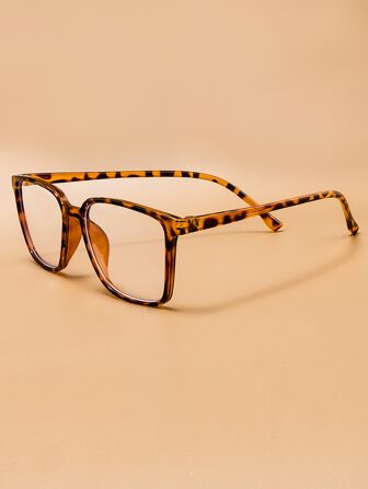 نظارات شفافة غير وصفية عصرية بإطار مربع بنمط الفهد، مناسبة للجنسين للاستخدام اليومي