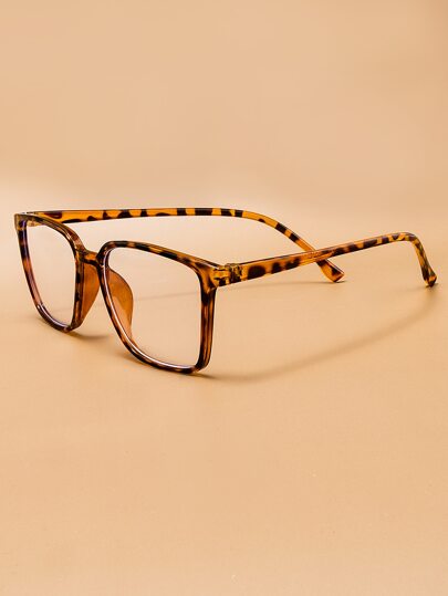 نظارات شفافة غير وصفية عصرية بإطار مربع بنمط الفهد، مناسبة للجنسين للاستخدام اليومي