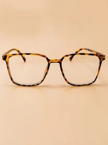 Unisex Leopard Frame Square Decor Fashion Non-Prescription Clear Eyeglasses, Suitable For Daily Use - Clear - View 2