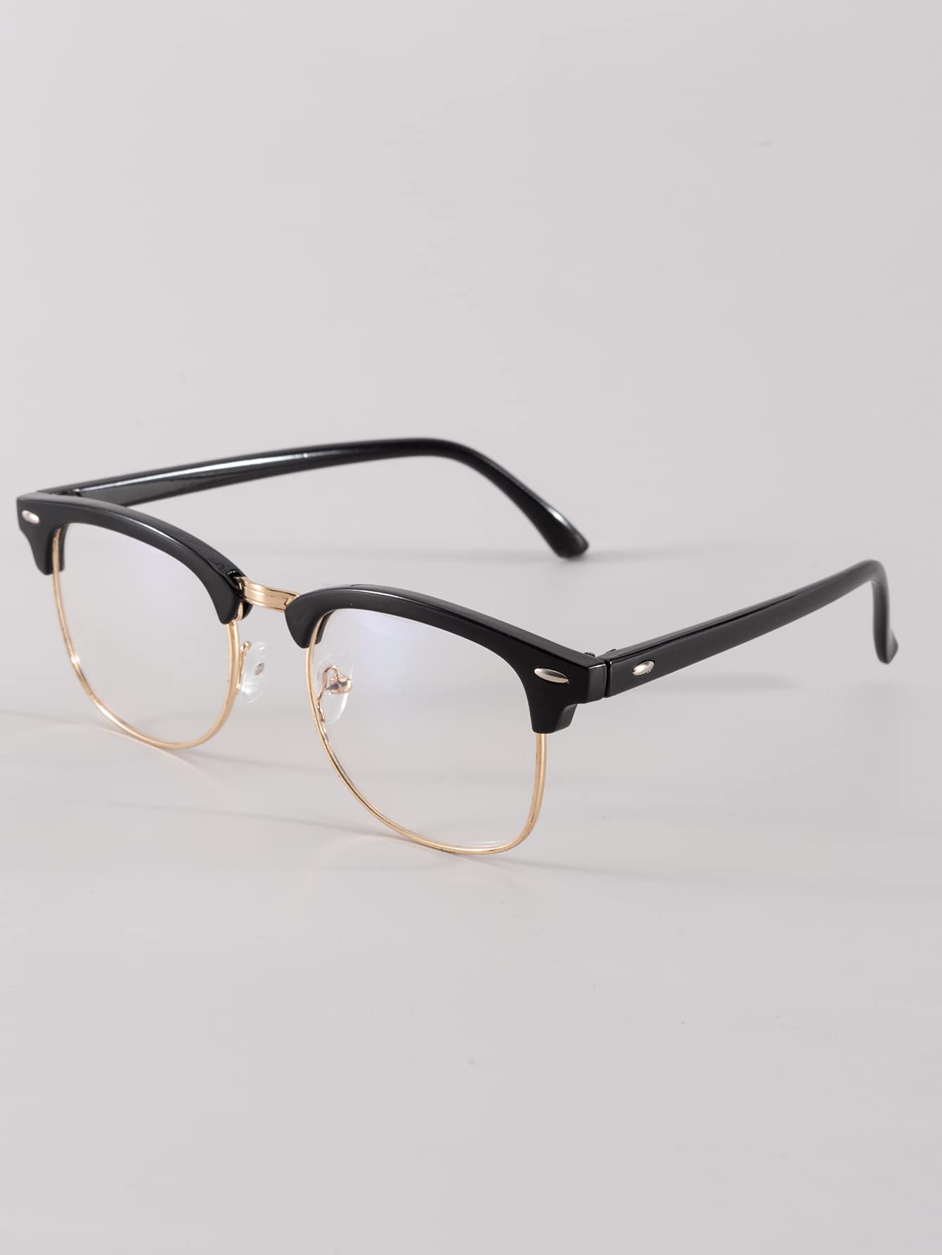 1 par de gafas cuadradas transparentes de media montura unisex de plástico, adecuadas como accesorios de gafas diarias de oficina para mujeres - transparente - Ver 1