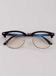 1 par de gafas cuadradas transparentes de media montura unisex de plástico, adecuadas como accesorios de gafas diarias de oficina para mujeres - transparente - Ver 3