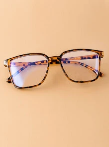 Unisex Leopard Frame Square Decor Fashion Non-Prescription Clear Eyeglasses, Suitable For Daily Use - Clear - View 4