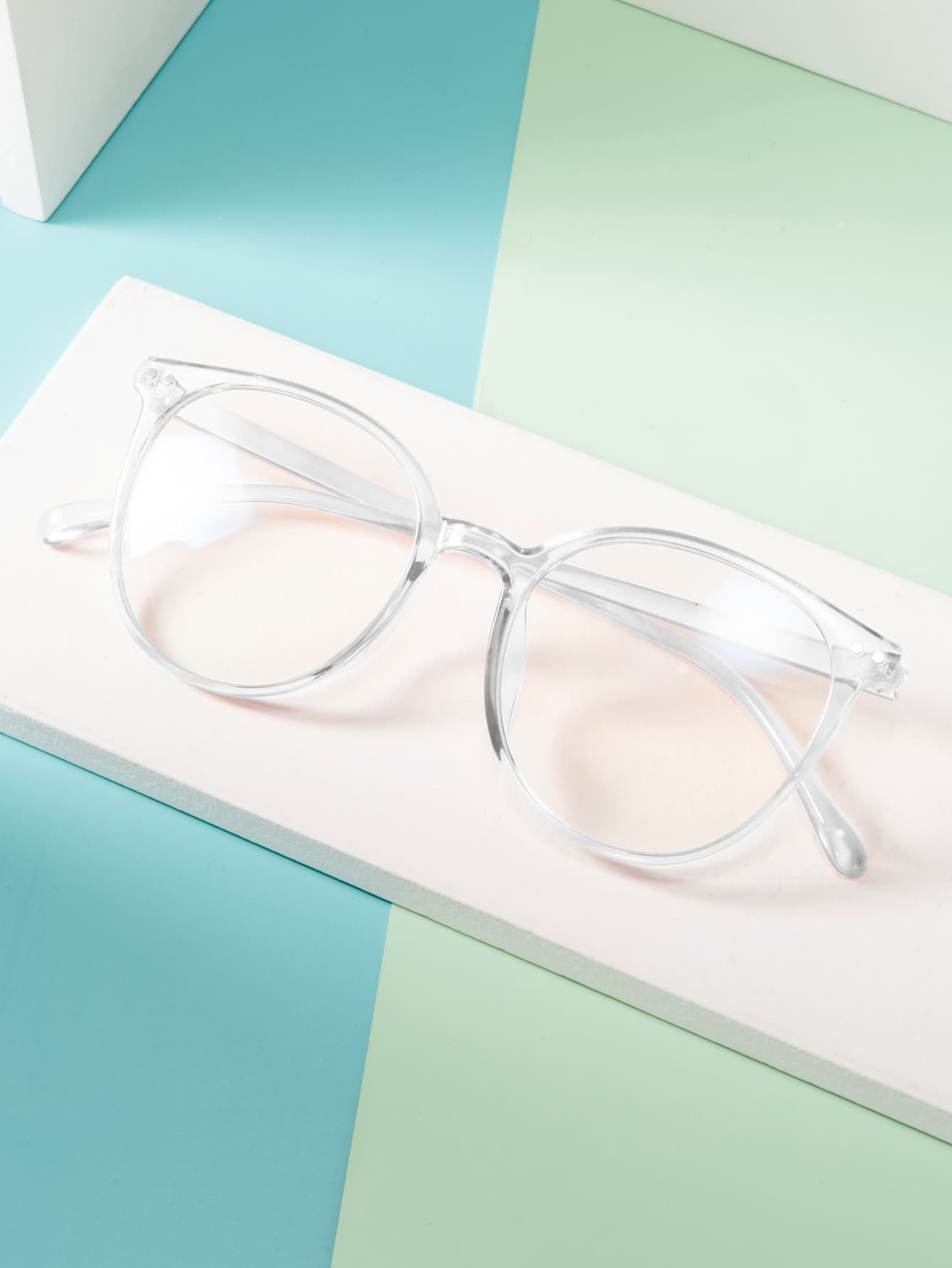 1 Pair Of Women Round PC Decorative Fashion Clear Glasses, Suitable For Office, Reading, Studying Clear Glasses Accessories Glasses Accessories For Women - Clear - View 5