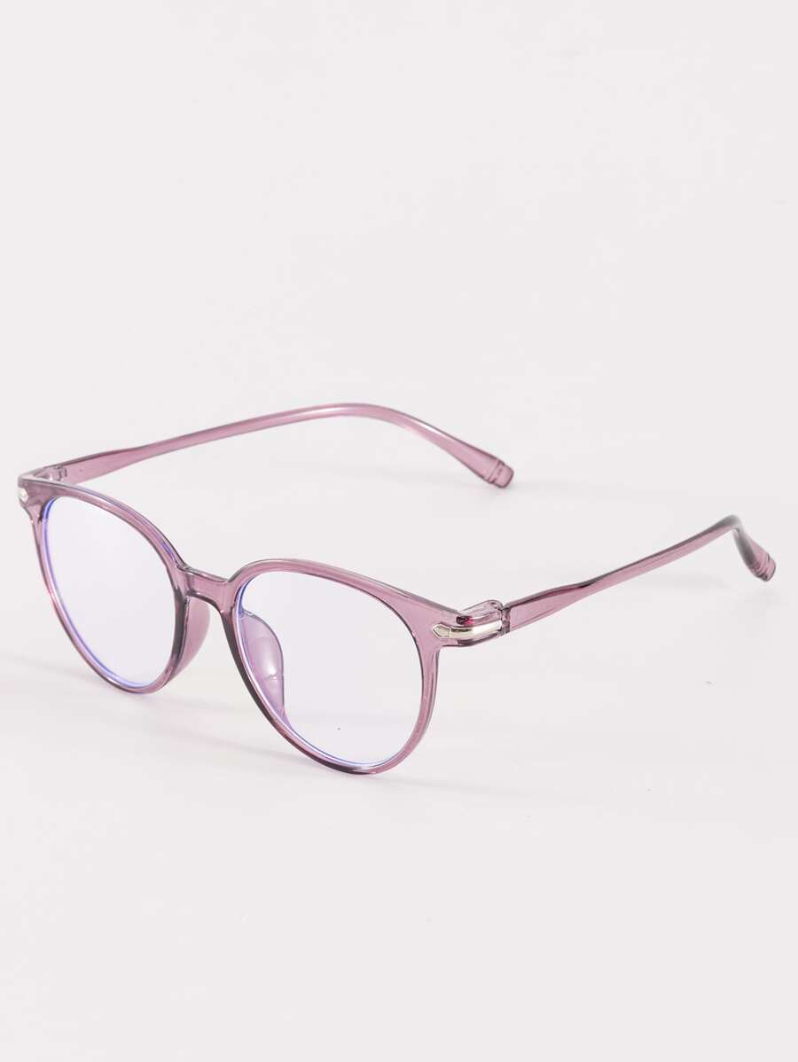 1pc Unisex Round Glasses With Decorative Frame, Fashionable Clear Lens Suitable For Office Work And Reading - Clear - View 1