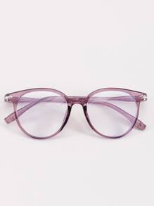 1pc Unisex Round Glasses With Decorative Frame, Fashionable Clear Lens Suitable For Office Work And Reading - Clear - View 2