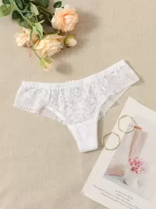 No Show Lace Panty - White - View 6
