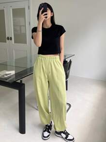 DAZY Enfärgat Runda Hals T-Skjortor - Svart - Visa 2